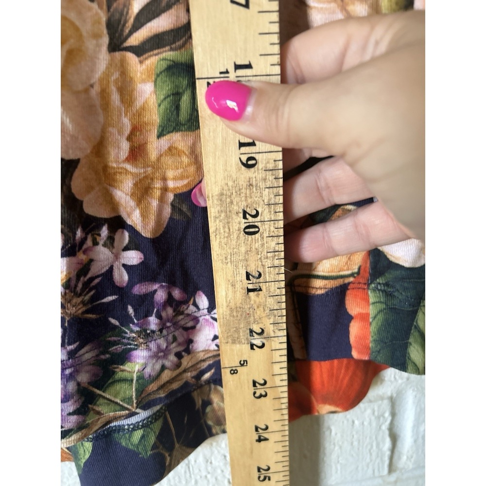 Chicos Top Floral Womens Sz 2 Large Pima Cotton 3/4 Sleeve V Neck Career Office - Picture 6 of 8